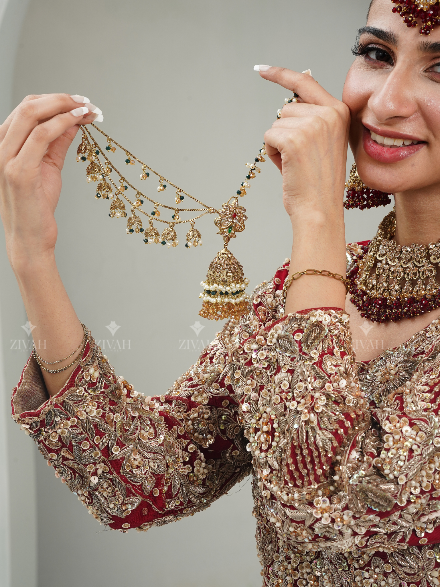 Designer Zircon Saharay Bahubali Jhumkha