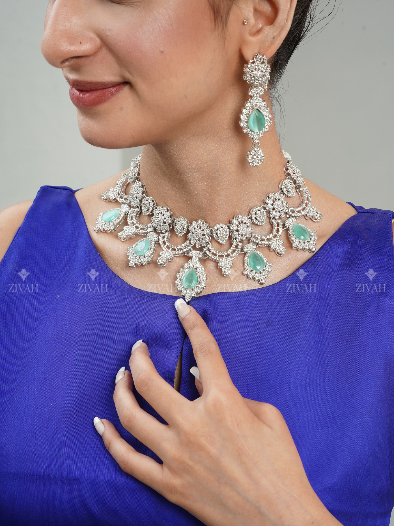 Designer Royal Zircon Necklace Set