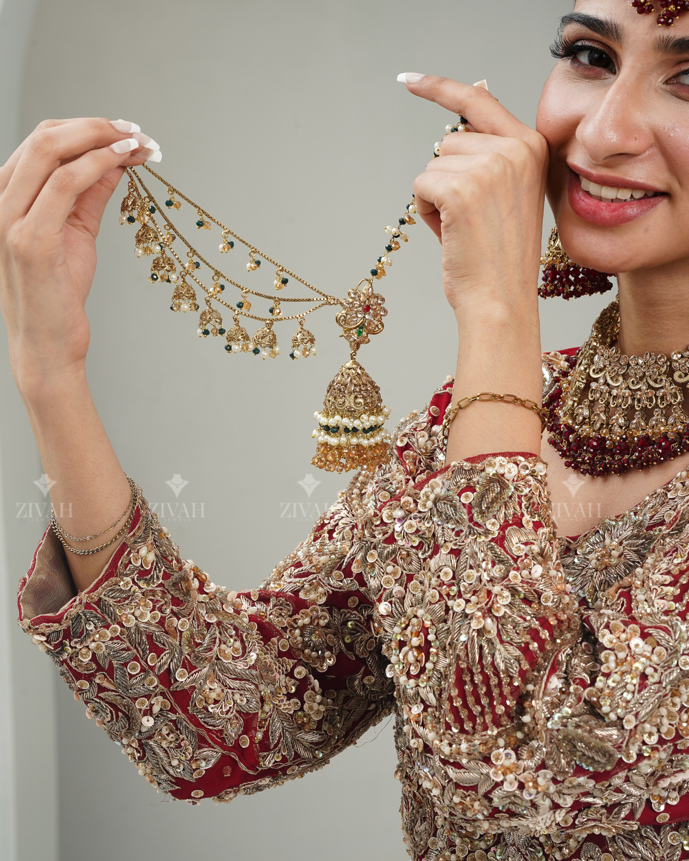 Designer Zircon Saharay Bahubali Jhumkha