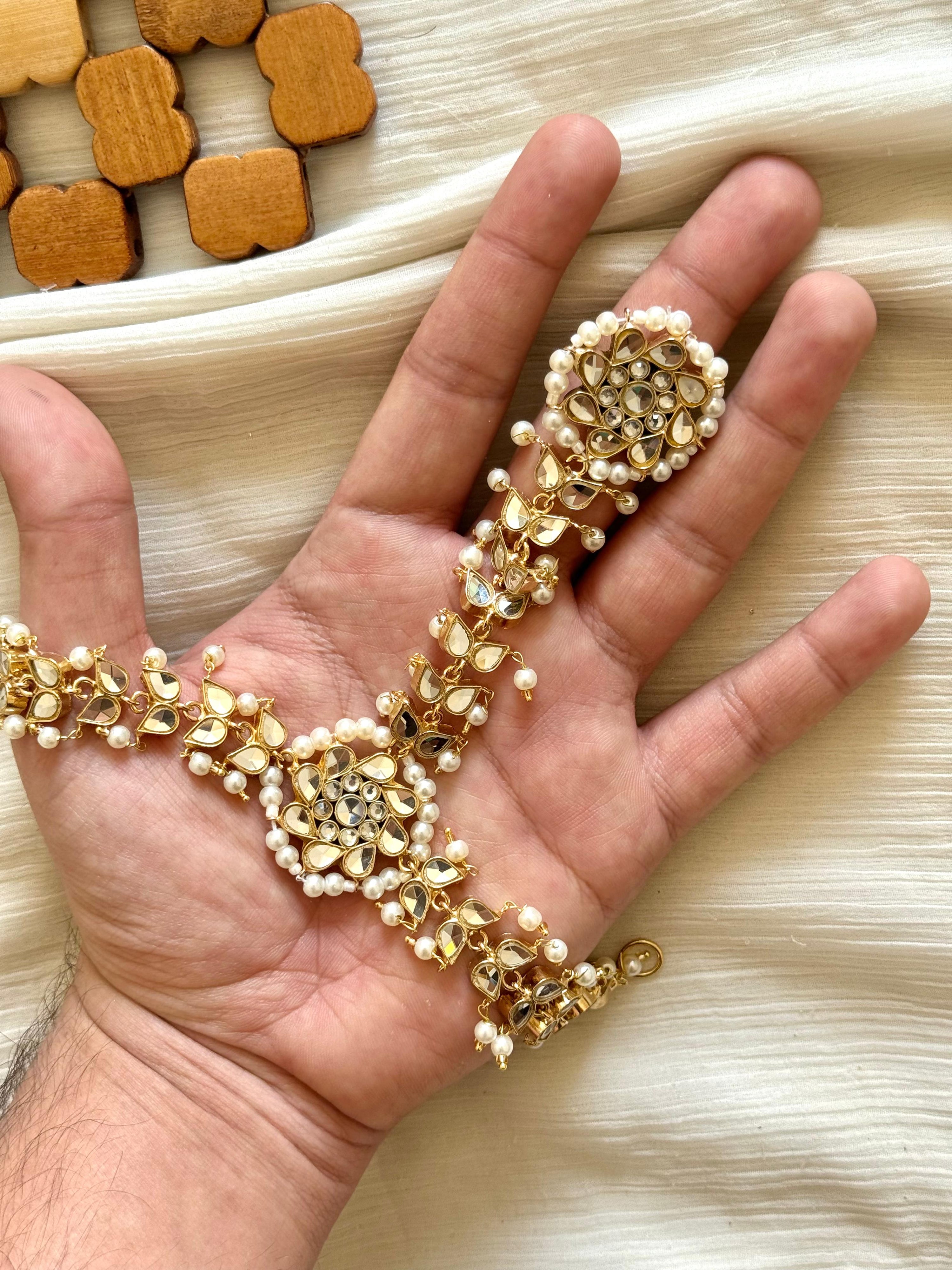 Hand Made Farshi Kundan Ring Bracelet