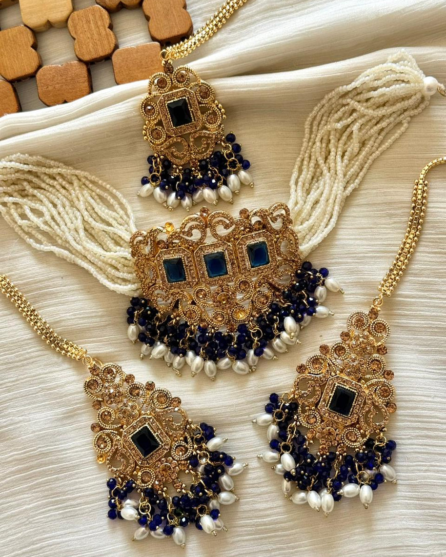 Designer’s Rajwadi Zircon Choker Set