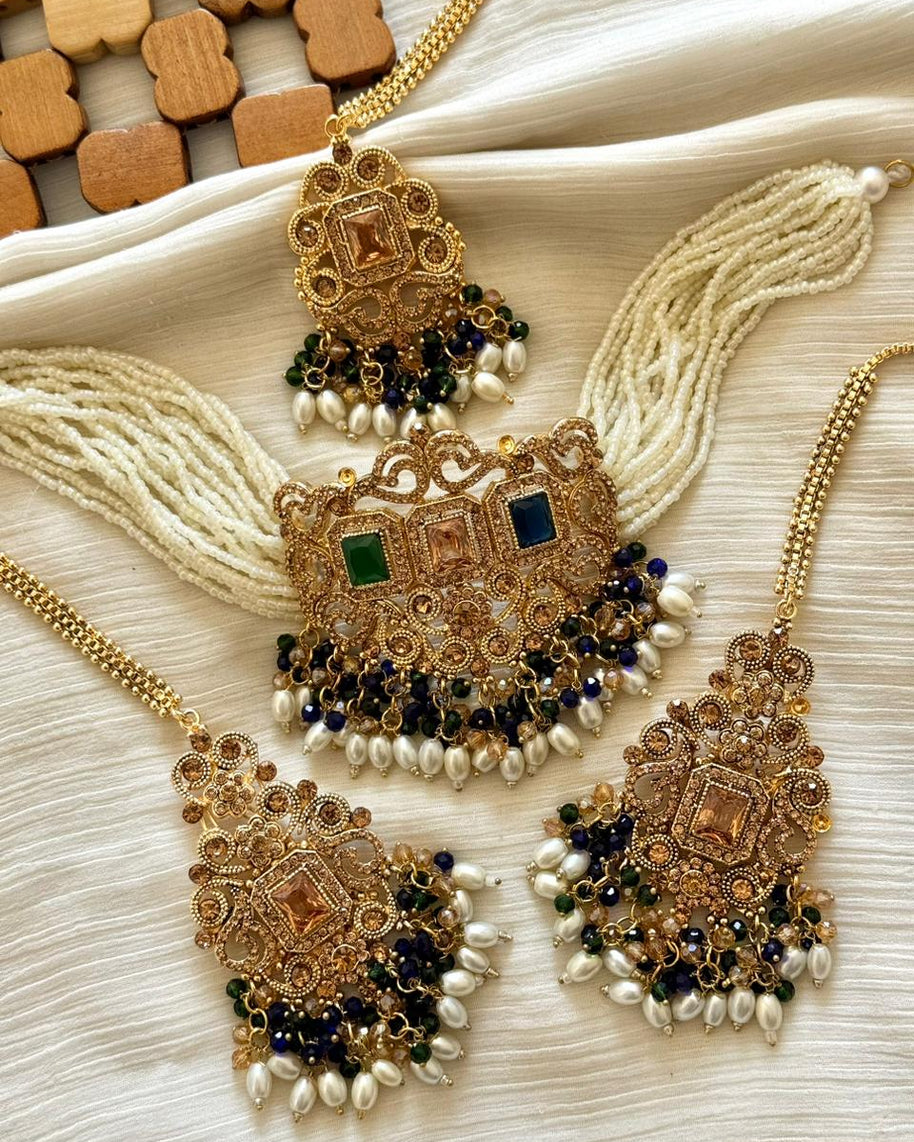 Designer’s Rajwadi Zircon Choker Set