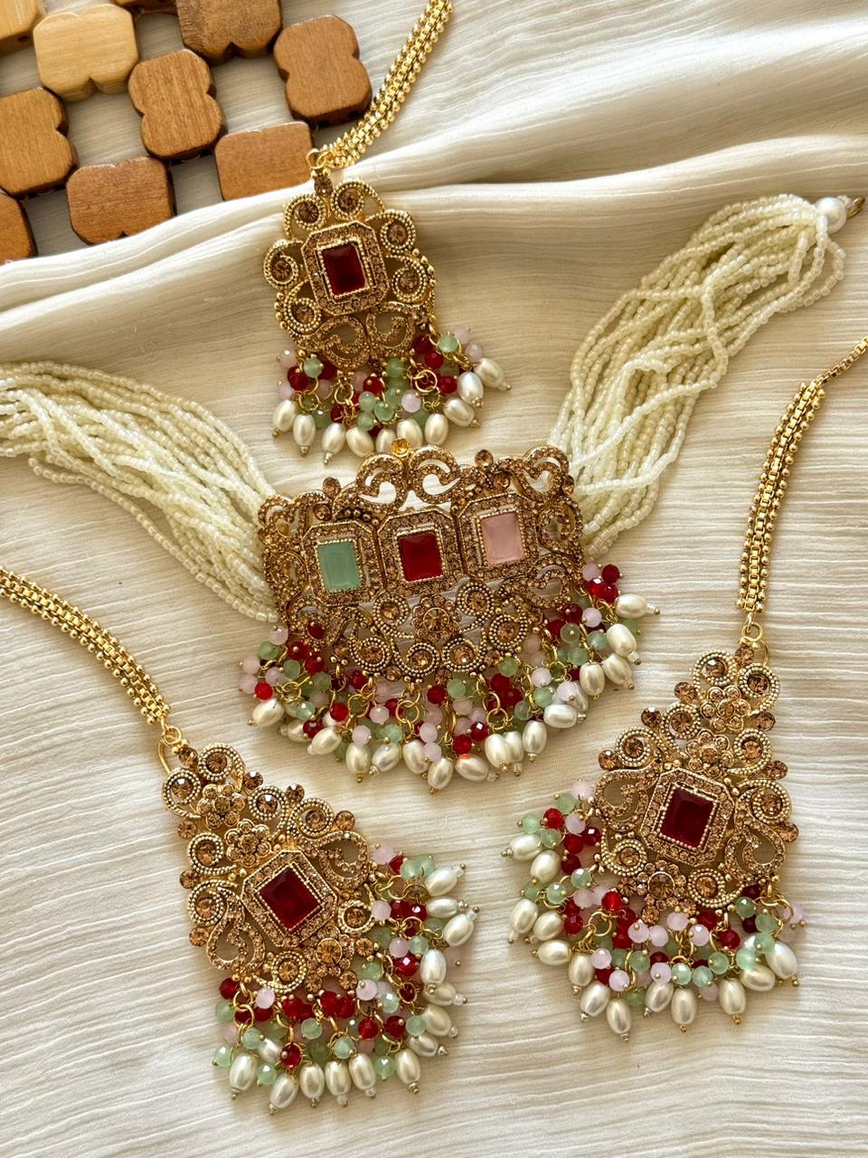 Designer’s Rajwadi Zircon Choker Set