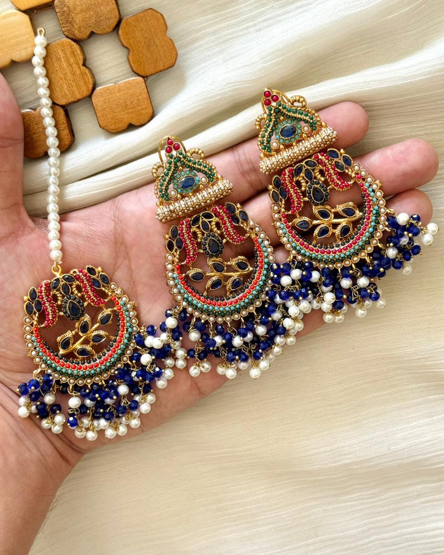 Nauratan Earings & Teeka