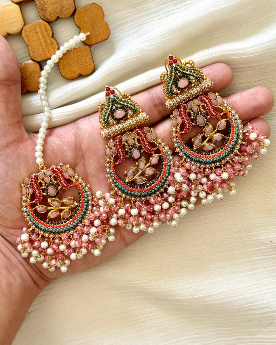 Nauratan Earings & Teeka